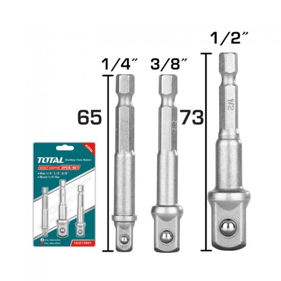 Σετ Αντάπτορες 1/4" - 3/8" - 1/2" 3τμχ Total TAC273651